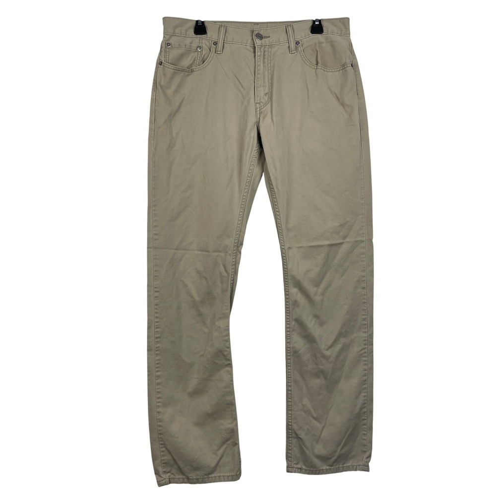Levi's 514 Straight Fit 100% Cotton Soft Twill 34x34 Tan Khaki Jeans Pants Zip